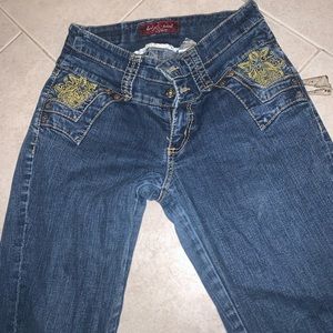 baby phat dark blue with gold detailings jeans
